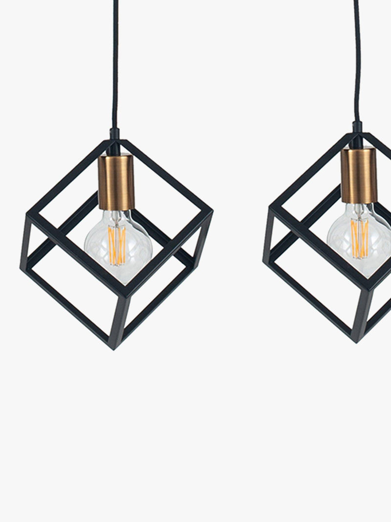 Pacific three-pendant ceiling light in black matte - British product