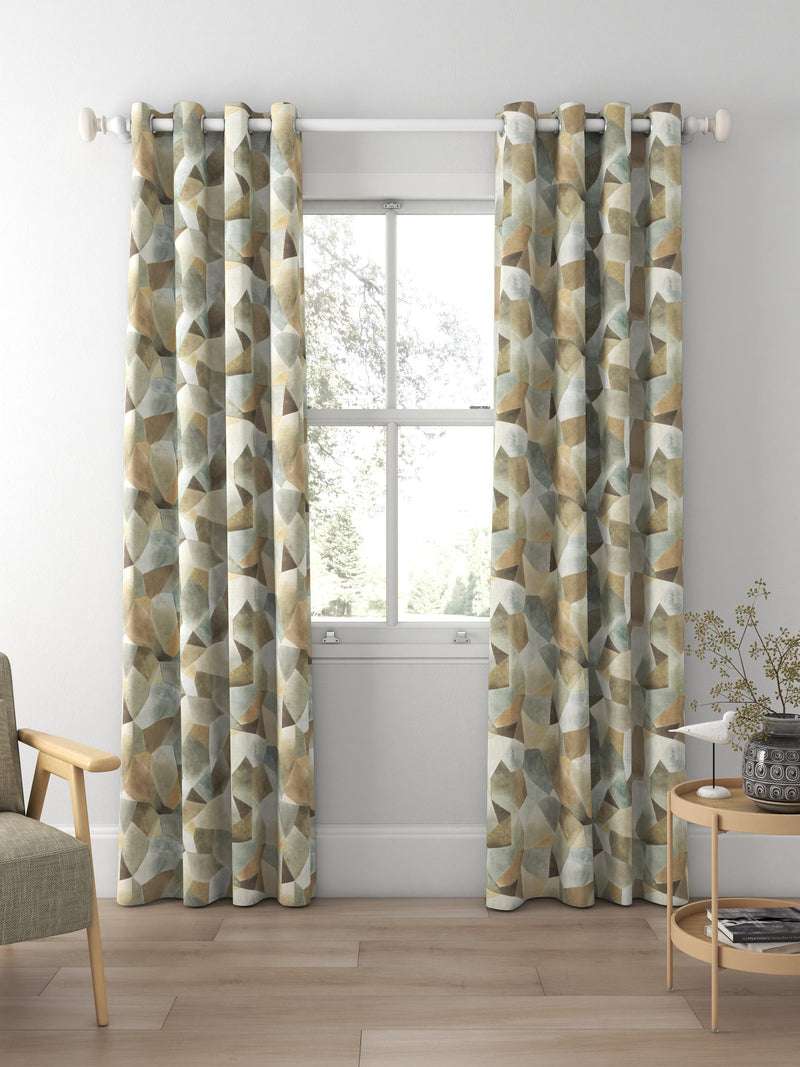 Designers Guild Geo Moderne made to measure curtains in pewter - British product