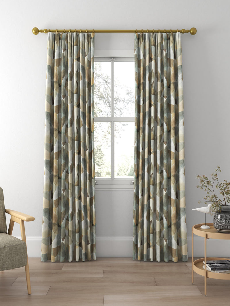 Designers Guild Geo Moderne made to measure curtains in pewter - British product