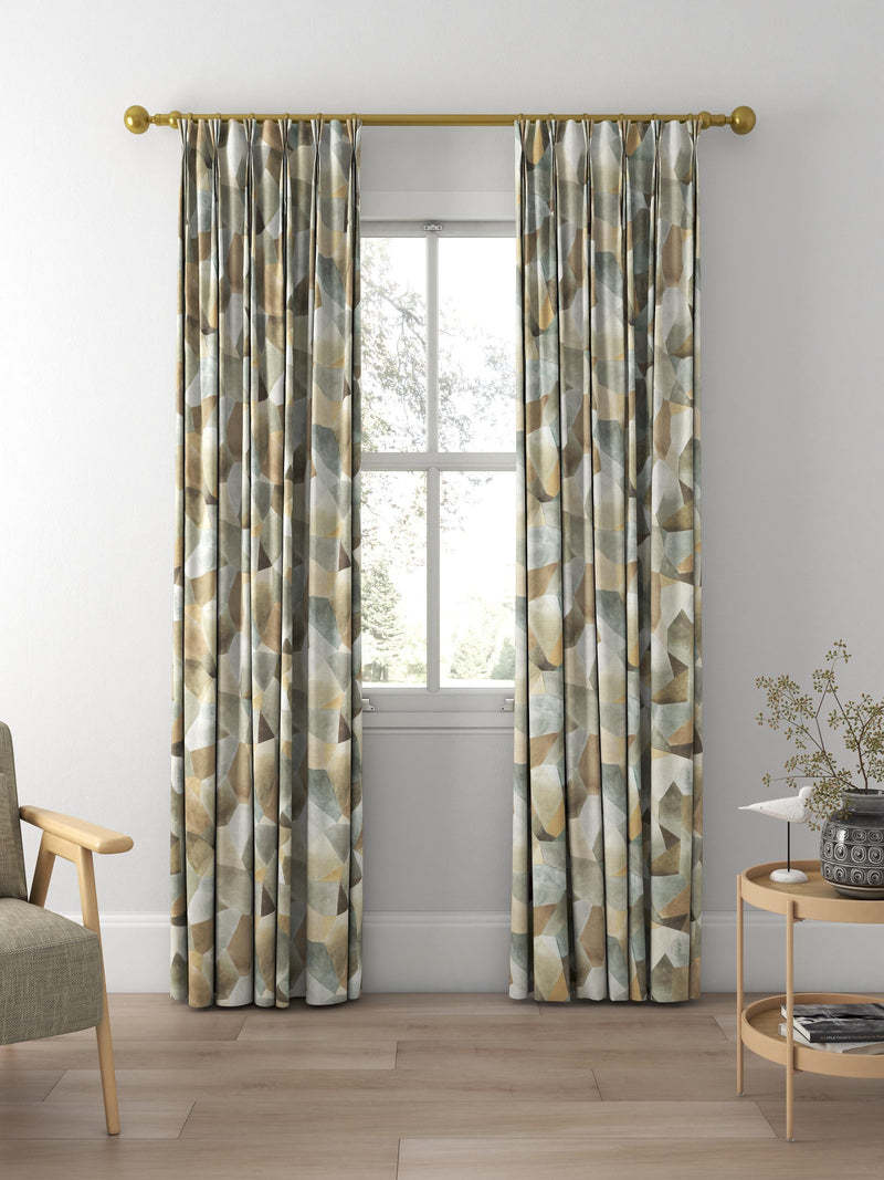Designers Guild Geo Moderne made to measure curtains in pewter - British product