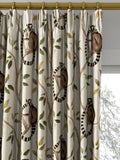 Sanderson ringtailed lemur olive fabric pattern (British brand)