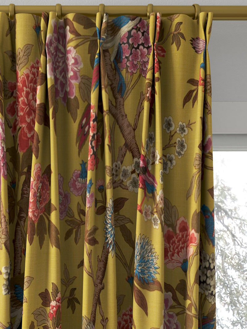GP & J Baker Hydrangea Bird curtains ochre (British brand)
