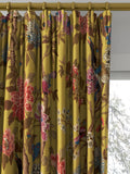 GP & J Baker Hydrangea Bird curtains ochre (British brand)