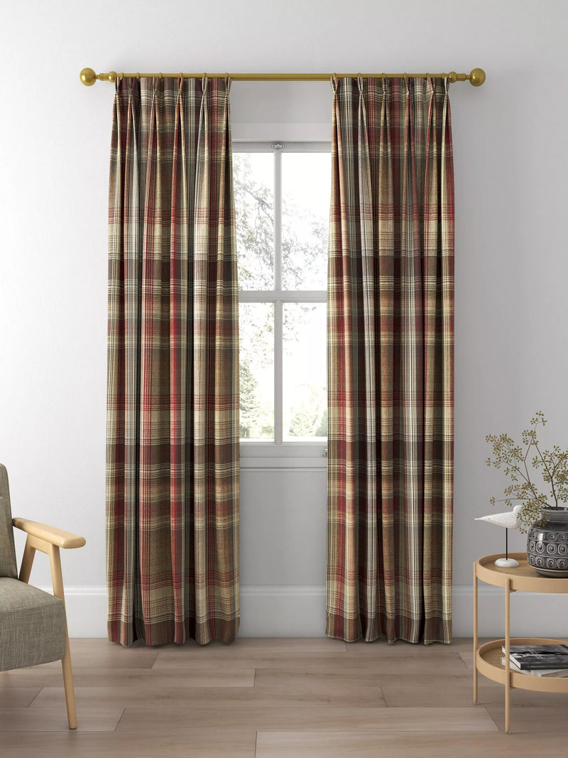 Prestigious Textiles Felix curtains Redwood check, imported from the UK