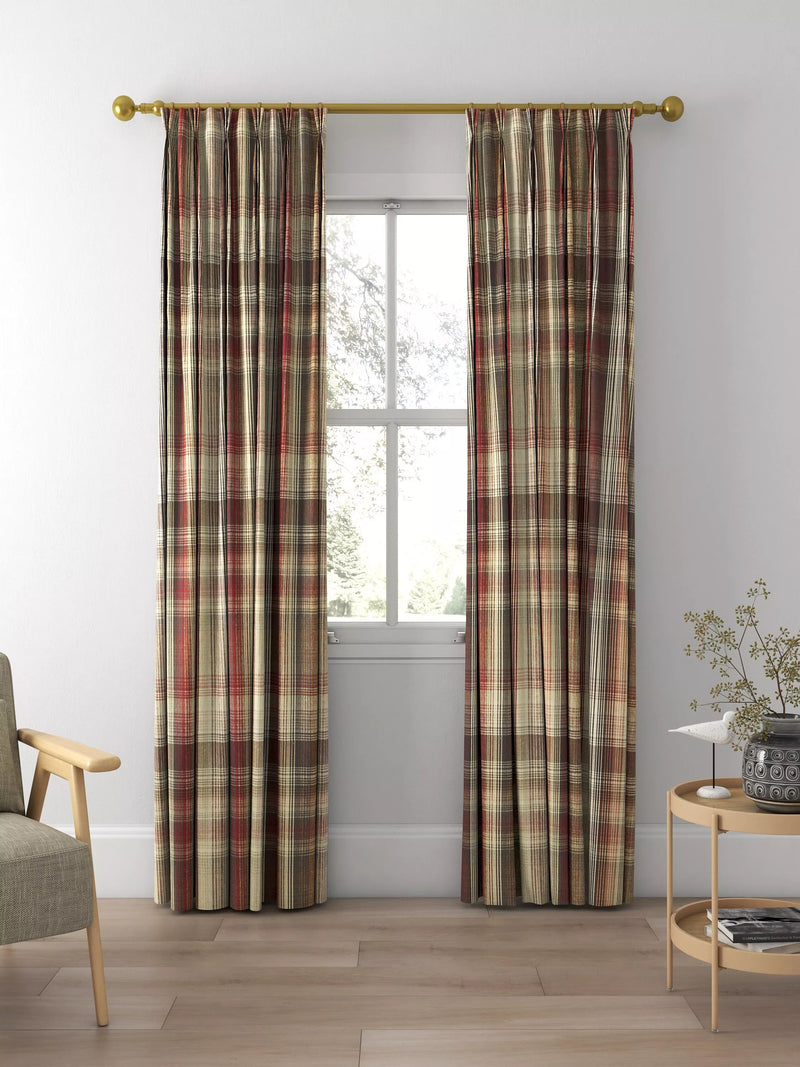 Prestigious Textiles Felix curtains Redwood check, imported from the UK