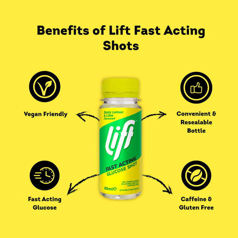 Lift glucose drink shot Lemon Lime 60ml, imported from the UK