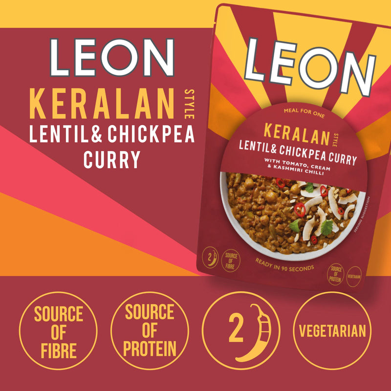 Leon Keralan Style Lentil & Chickpea Curry 250g, imported from the UK