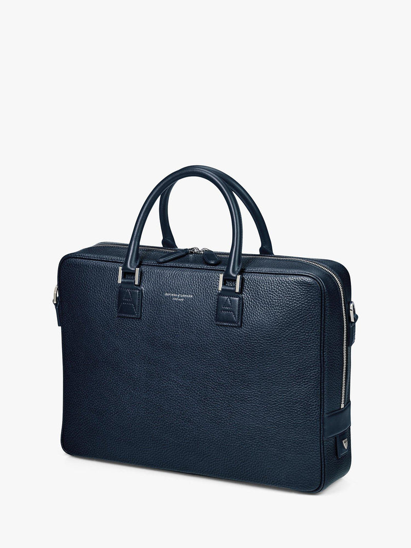 Aspinal of London small Mount Street pebble grain leather laptop bag, imported from the UK