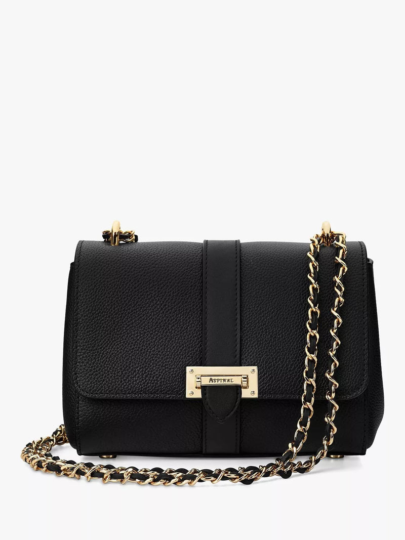 Aspinal of London Lottie small pebble leather shoulder bag, imported from the UK