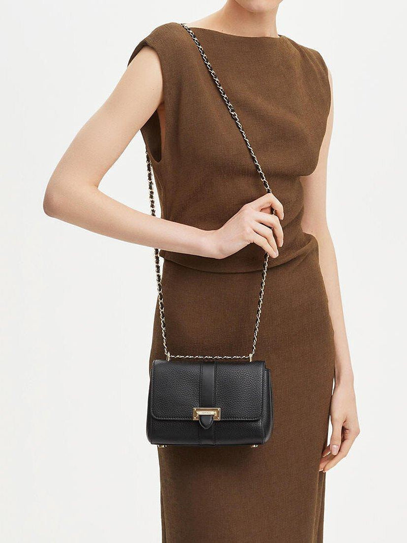Aspinal of London Lottie small pebble leather shoulder bag, imported from the UK