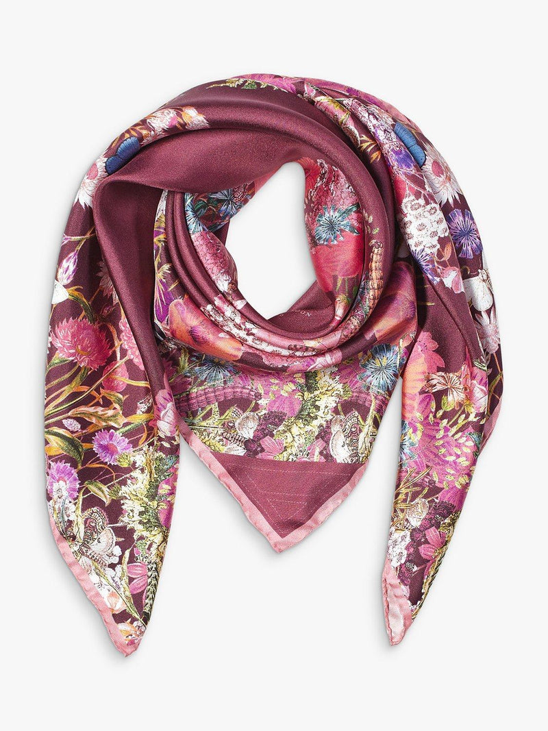 Aspinal of London floral silk square scarf 90cm, UK version