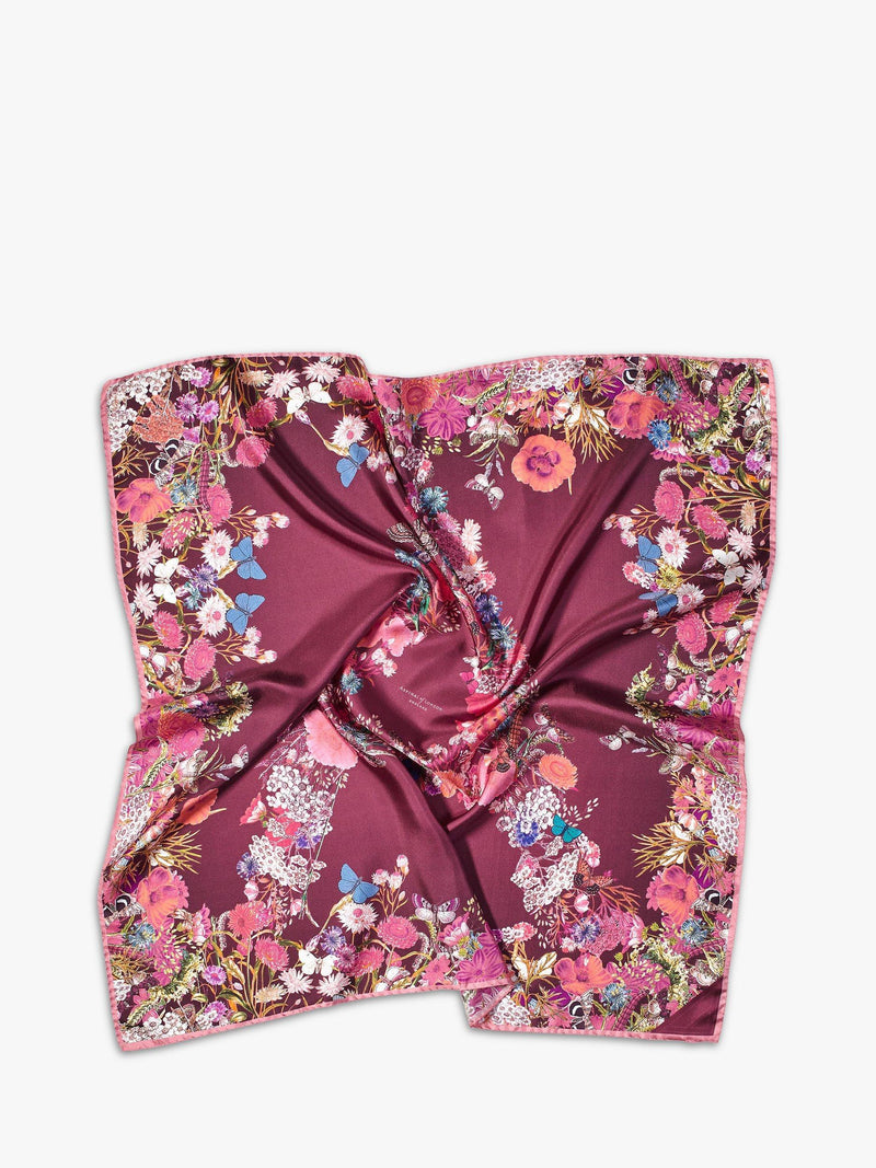 Aspinal of London floral silk square scarf 90cm, UK version