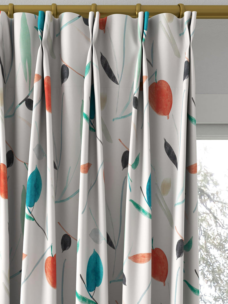Scion Oxalis abstract leaf print curtains in pimento and marine, UK version