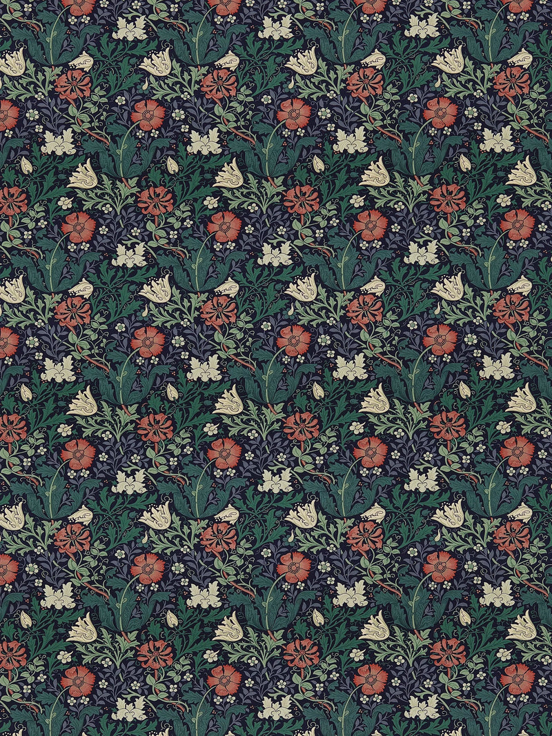 Morris & Co. Compton curtains indigo green floral pattern, made to measure - British product