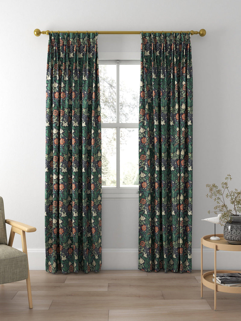 Morris & Co. Compton curtains indigo green floral pattern, made to measure - British product