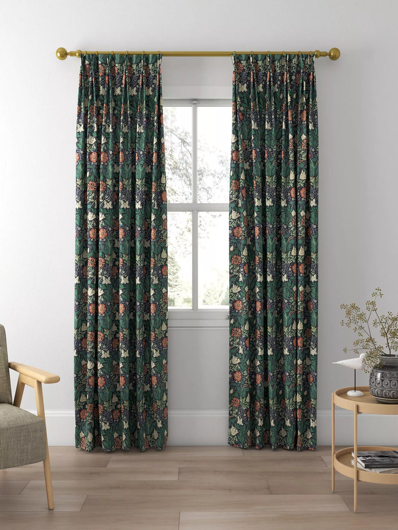Morris & Co. Compton curtains indigo green floral pattern, made to measure - British product