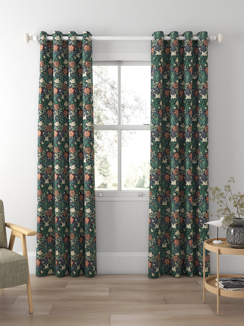 Morris & Co. Compton curtains indigo green floral pattern, made to measure - British product