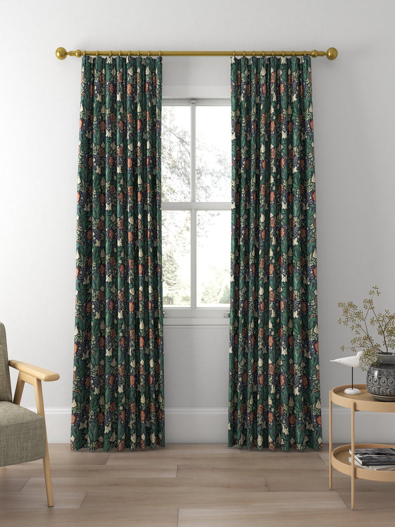 Morris & Co. Compton curtains indigo green floral pattern, made to measure - British product