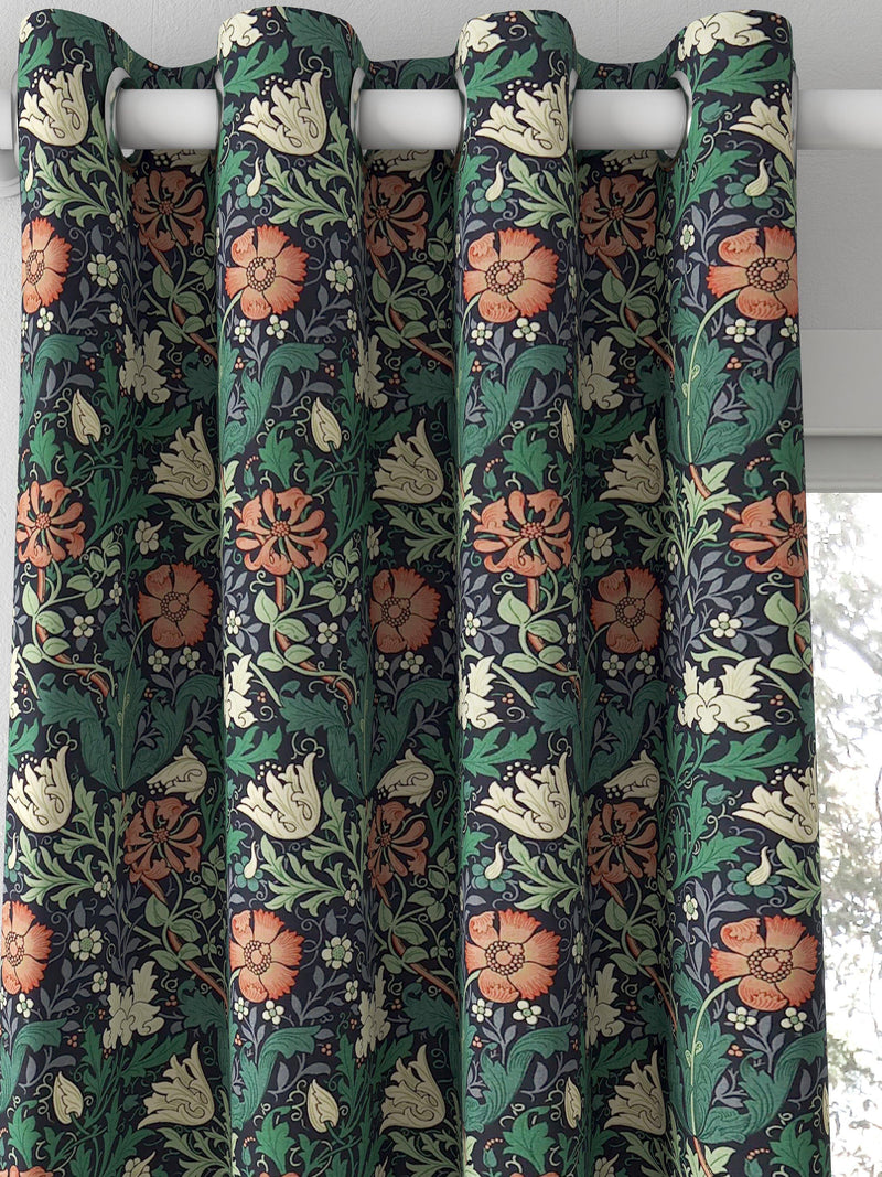 Morris & Co. Compton curtains indigo green floral pattern, made to measure - British product
