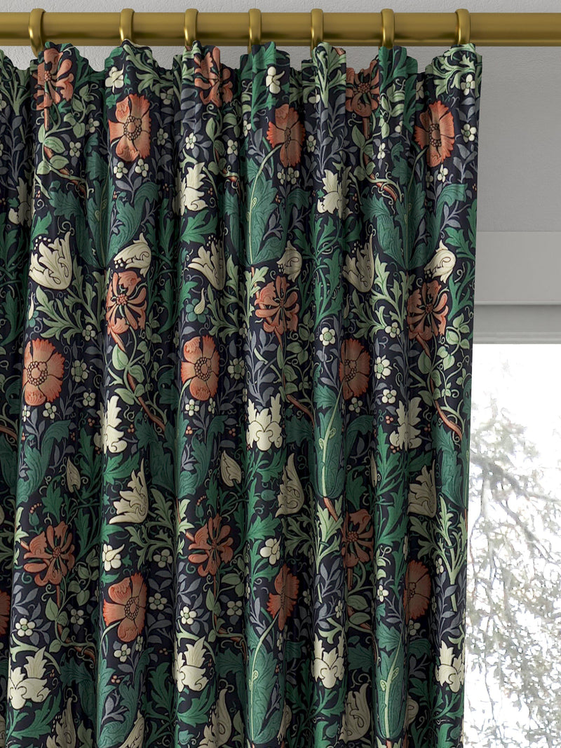 Morris & Co. Compton curtains indigo green floral pattern, made to measure - British product