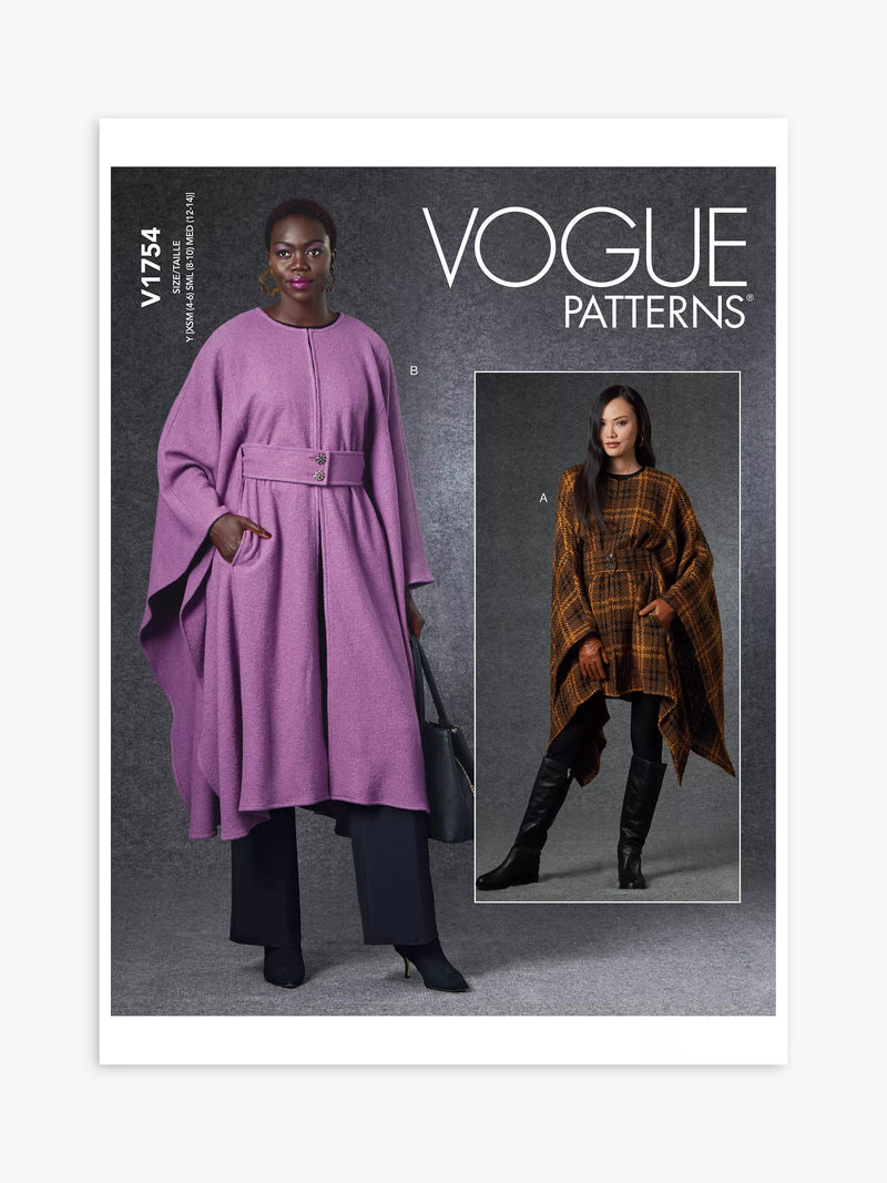Vogue Misses' cape sewing pattern V1754 (British brand)