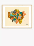 EAST END PRINTS Jazzberry Blue London Boroughs Framed Print 30x40cm