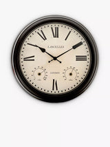 John Lewis Brookpace Lascelles Roman Numeral Outdoor Wall Clock with Temperature and Humidity, 36cm- Buy online at McGrocer