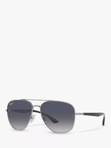 John Lewis Ray-Ban RB3683 Unisex Polarised Square Sunglasses, Gunmetal/Blue Gradient- Buy online at McGrocer