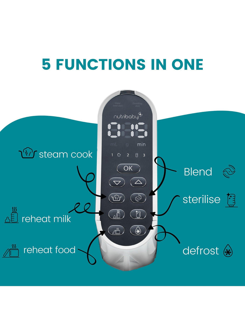 Babymoov Nutribaby+ 5-in-1 baby food prep machine, imported from the UK