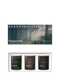 SKANDINAVISK Hibernate gift set with three mini scented candles and beechwood lids, 3 x 65g (British brand)