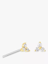 John Lewis Astrid & Miyu Triple Cubic Zirconia Stud Earrings Gold/Clear- Buy online at McGrocer