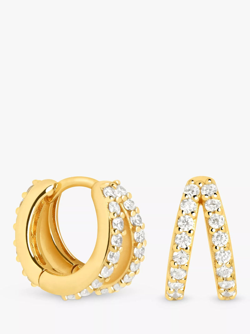 Astrid & Miyu gold huggie hoop earrings with cubic zirconia - British product