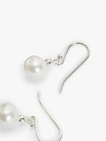 Lido freshwater pearl drop earrings in rhodium plated sterling silver, UK version