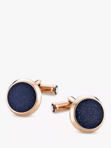 John Lewis Montblanc Meisterstück Round Cufflinks, Rose Gold and Blue- Buy online at McGrocer