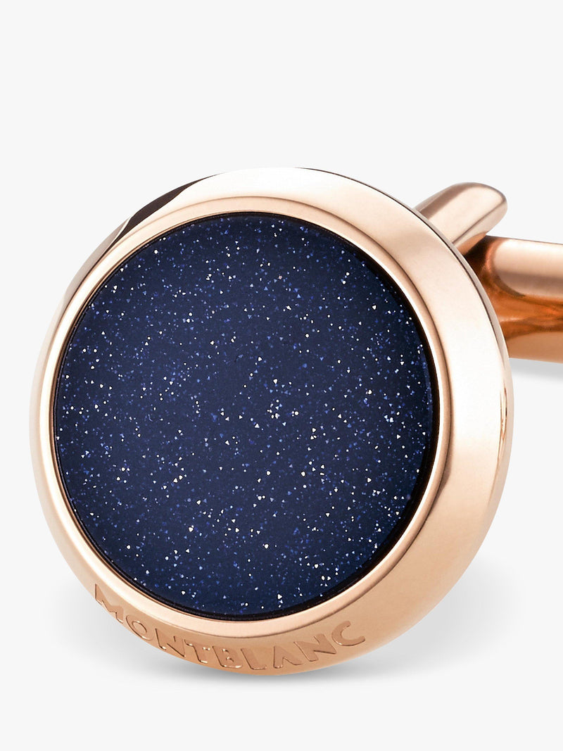 Montblanc Meisterstück round cufflinks rose gold blue goldstone, imported from the UK