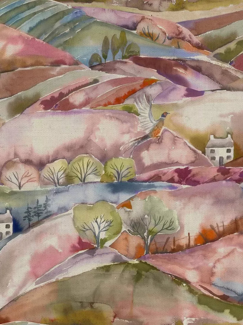 Voyage Ambleside furnishing fabric printed countryside scene cotton linen (British brand)