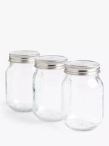 John Lewis John Lewis Leckford Farm Clear Glass Storage Jars Set of 3 500ml- Buy online at McGrocer