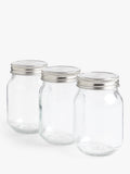 John Lewis clear glass storage jars set of 3 500ml, UK version