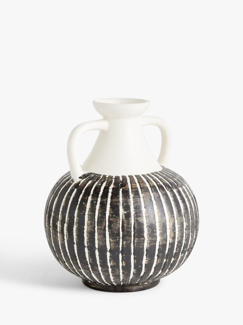 John Lewis Stripe Earthenware Vase Multi H23.5cm, UK version