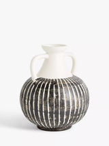 John Lewis John Lewis Stripe Earthenware Vase with Handles Multi Decorative Vase H23.5cm- Buy online at McGrocer