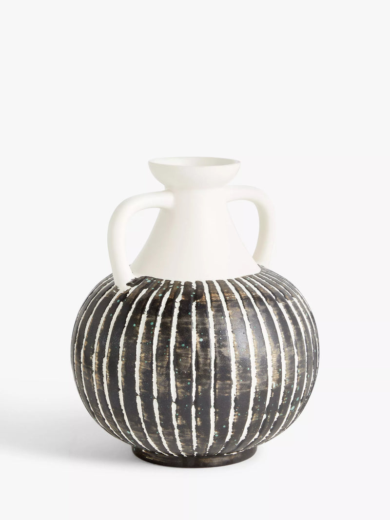John Lewis Stripe Earthenware Vase Multi H23.5cm, UK version