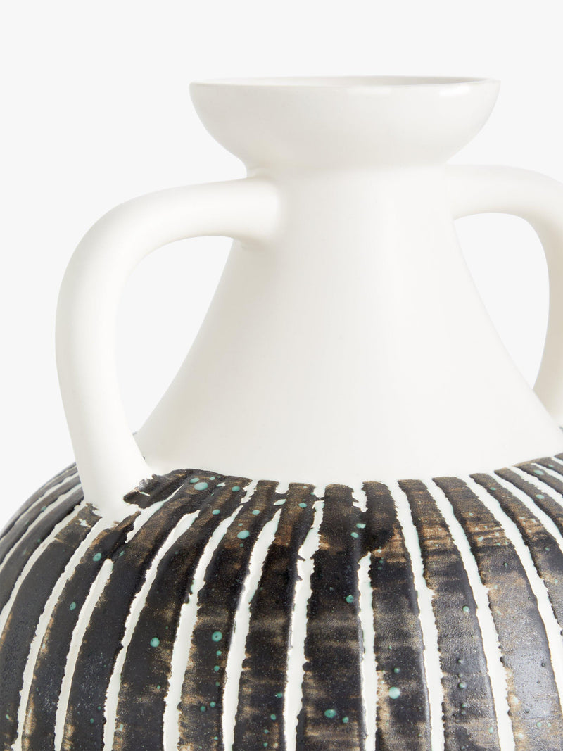 John Lewis Stripe Earthenware Vase Multi H23.5cm, UK version