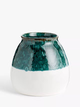 John Lewis Half Dip Earthenware Vase with Glossy Glaze Finish 19cm Blue and White- Buy online at McGrocer