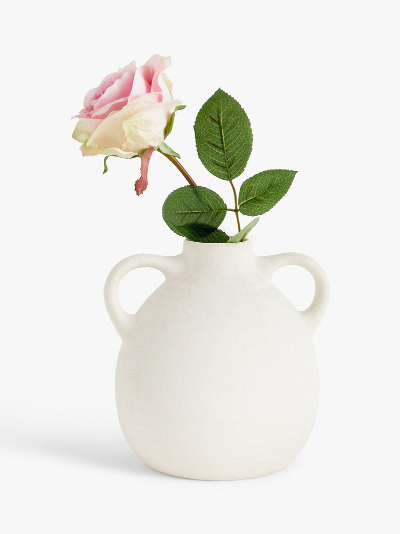 John Lewis earthenware vase with handles in natural color, 17cm tall, UK version