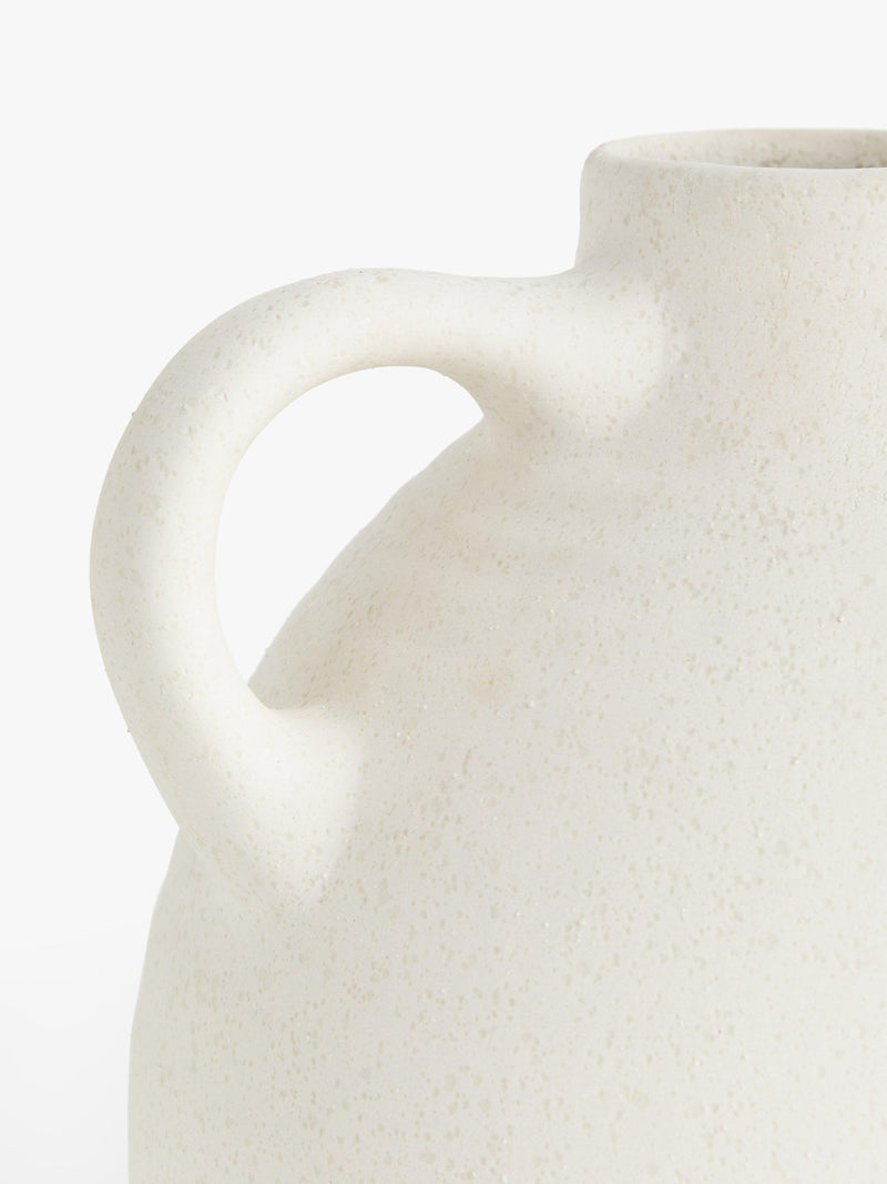 John Lewis earthenware vase with handles in natural color, 17cm tall, UK version