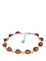 John Lewis Be-Jewelled Baltic Amber Chain Bracelet, Silver and Cognac- Buy online at McGrocer