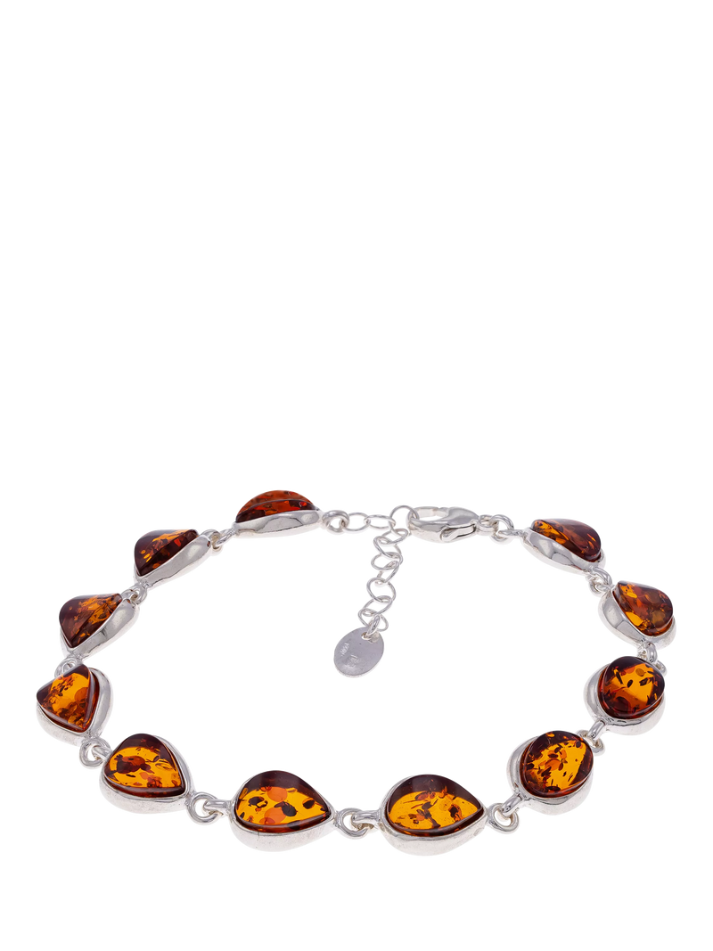 Be-Jewelled Baltic amber chain bracelet silver cognac 18-21cm - British product