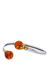 John Lewis Be-Jewelled Baltic Amber Two-Tone Cuff Bracelet, Silver/Cognac- Buy online at McGrocer
