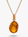 Be-Jewelled organic Baltic amber pendant necklace gold/cognac, imported from the UK