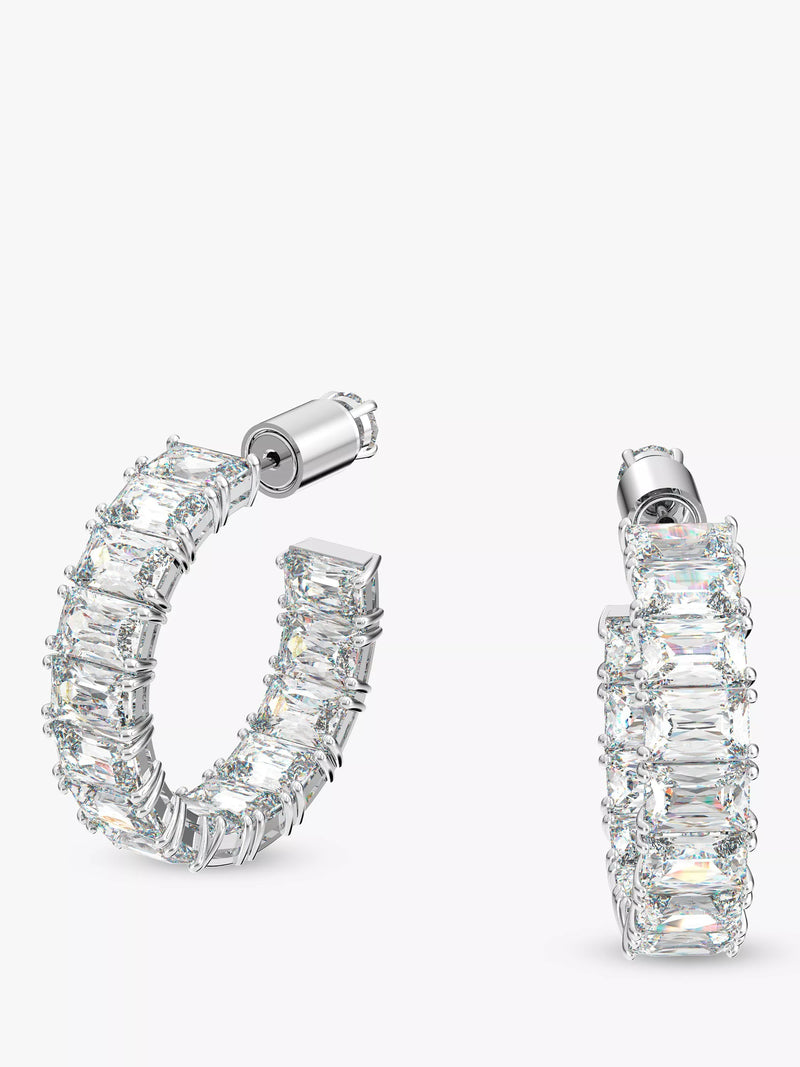 Swarovski Millenia crystal half hoop earrings silver tone - British product